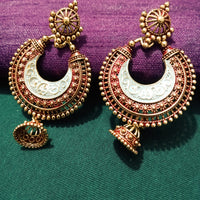 E0702_Gorgeous circular design german silver oxidized danglers with delicate work with a touch of jumka drop.