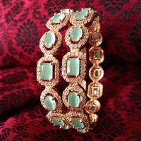 B0177_S_Elegant Rose Gold bangles embellished with American Diamond stones.