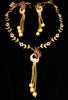 N0294_Elegant Micro Gold plated peacock design Necklace studded with semi precious pink & green ruby stones with a touch of pearls.