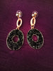 E0721_Classy oval shaped earrings with delicate dazzling bead work.