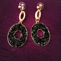 E0721_Classy oval shaped earrings with delicate dazzling bead work.