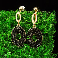 E0721_Classy oval shaped earrings with delicate dazzling bead work.