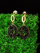 E0721_Classy oval shaped earrings with delicate dazzling bead work.