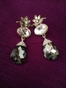 E0724_Trendy dazzling stone work danglers with delicate flower design craft work of stones.