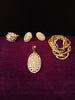 N080_Elegant Gold & Silver plated dual tone necklace set with earrings and ring studded with American Diamond stones.