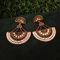 E0734_Trendy crafted semi circle shaped danglers with delicate craft work with a touch of stones and beads