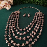 N066_Classy German Silver Oxidized Matte polish premium quality Layered necklace.