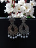 E0752_Lovely german silver oxidized crafted sun design earrings with delicate work with a touch of pearls.