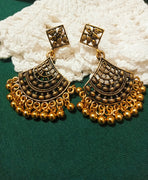 E0758_Lovely crafted German silver oxidized earrings with a touch of beads.