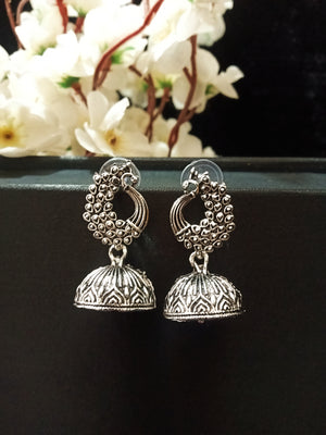 E0778_Lovely crafted jumkas with delicate peacock designs.
