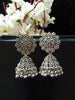 E0783_Classy oxidized jumkas with delicate art work with a touch of bead drops.