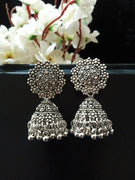 E0783_Classy oxidized jumkas with delicate art work with a touch of bead drops.