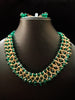 N0256_Trendy Crafted Glossy green bead necklace with delicate craft work.