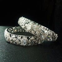 B0185_Gorgeous bangles with delicate stone work embellished with American Diamond stones.