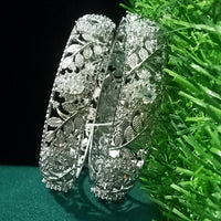 B0185_Gorgeous bangles with delicate stone work embellished with American Diamond stones.