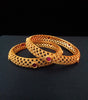 B030_Classy Style 1 gm Gold plated bangles studded with pink ruby stones.