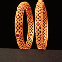 B030_Classy Style 1 gm Gold plated bangles studded with pink ruby stones.