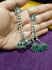 E0775_Lovely crafted German silver oxidized chain drop danglers with a touch of jumka drops along with beads.