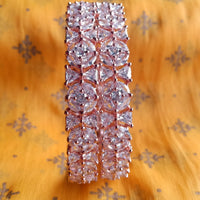 B021_S_Classy Style Rose Gold plated Bangle studded with American Diamond set of 2