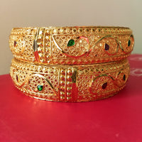 B0169_Gorgeous Crafted Gold plated bangles with delicate designs with a touch of stones.