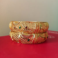 B0170_Gorgeous Crafted Gold plated bangles with beautiful designs with a touch of stones.