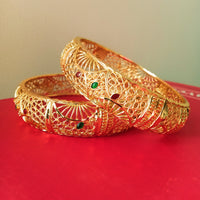 B0170_Gorgeous Crafted Gold plated bangles with beautiful designs with a touch of stones.