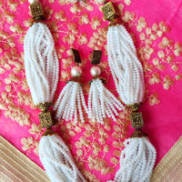 N0122_Classy white color sugar Crystal necklace set studded with stones with a touch of pearls.