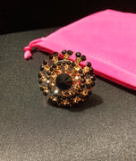 R034_Dazzling black color stone studded ring with delicate designs.