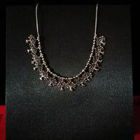 N0288_Elegant Oxidized choker necklace with delicate tree design pendants.