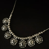 N0289_1 Lovely Oxidized choker necklace with delicate flower design pendants with a touch of beads.