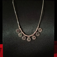 N0291_Lovely Oxidized choker necklace with delicate design pendants with a touch of stones.