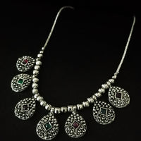 N0291_Lovely Oxidized choker necklace with delicate design pendants with a touch of stones.
