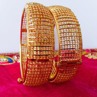 B0189_S_Gorgeous Gold plated screw type adjustable bangles with delicate craft work.
