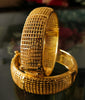 B0189_S_Gorgeous Gold plated screw type adjustable bangles with delicate craft work.