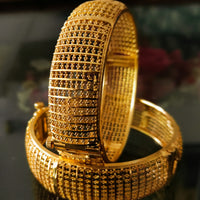 B0189_S_Gorgeous Gold plated screw type adjustable bangles with delicate craft work.
