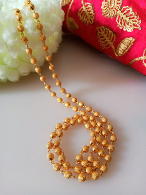 N0294_Traditional style gold plated long necklace with delicate craft work.