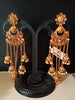 E0798_Gorgeous crafted chain drop danglers with a touch of dazzling stones along with jumka drops with beads.