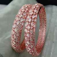 B0198_S_Gorgeous rose gold bangles embellished with American Diamond stones with delicate stone work.