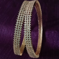 B0197_S_Elegant sleek rose gold bangles engraved with American Diamond stones with delicate stone work.