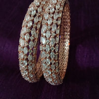 B0198_S_Gorgeous rose gold bangles embellished with American Diamond stones with delicate stone work.