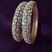 B0198_S_Gorgeous rose gold bangles embellished with American Diamond stones with delicate stone work.