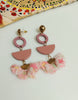 E0809_Lovely vibrant crafted earrings with fabric design with a touch of beads.