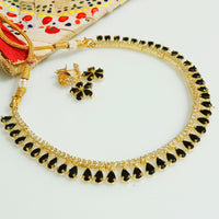 N0284_Gorgeous choker necklace set with a touch of dazzling black and white stone work.