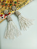 E0811_Lovely white color beaded danglers with a touch of delicate bead work.