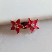 E0816_Trendy star design studs with a touch of pink stones.
