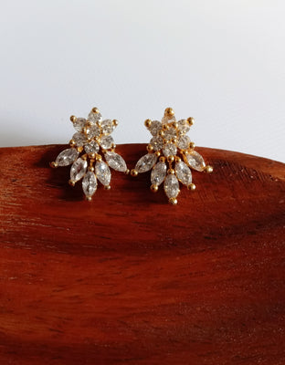 E0826_Lovely white stone studded flower design studs.