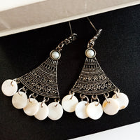 E0829_Beautiful crafted oxidized hanging with delicate work with a touch of beads.