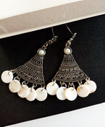 E0829_Beautiful crafted oxidized hanging with delicate work with a touch of beads.