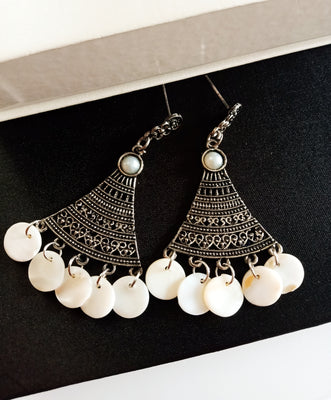 E0829_Beautiful crafted oxidized hanging with delicate work with a touch of beads.