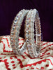 B052_ Classy Silver plated bangles studded with  American Diamond stones.